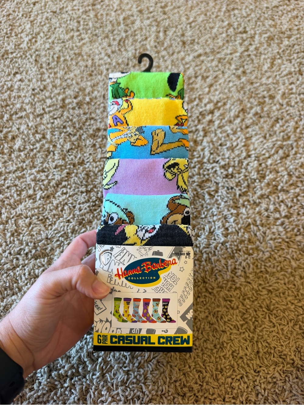 Hanna-Barbera 6 Pair Casual Crew Socks Fits Shoe Size 8-12